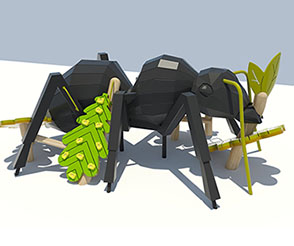 蚂蚁造型户外木质攀爬设备