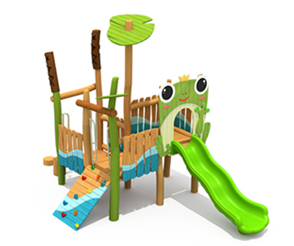 青蛙造型木质滑滑梯