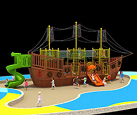 公园沙滩儿童木质海盗船