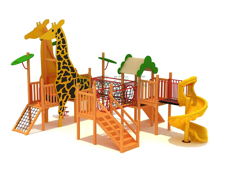 长颈鹿造型儿童木制滑梯