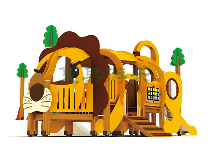 狮子造型儿童木质滑梯