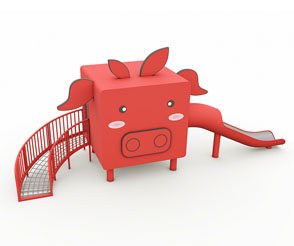 小红猪造型不锈钢滑梯