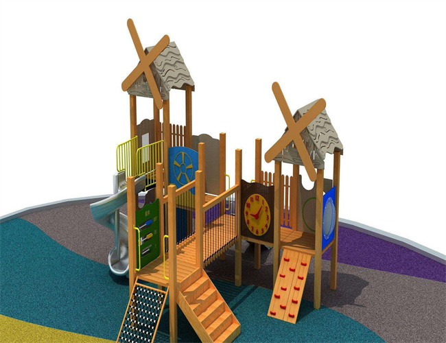 儿童木质组合滑梯