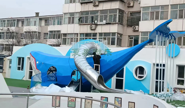 山西太原晋安三号院鲸鱼不锈钢滑梯项目案例(图5)